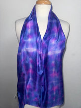 Load image into Gallery viewer, Hand Dyed Silk Small Neck Scarf in Purple Marine Blue by Designer Silk Artist