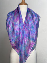 Load image into Gallery viewer, Hand Dyed Square Silk Scarf in Shades of Blue & Pink by Designer Silk Artist