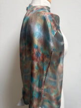 Load image into Gallery viewer, Hand Dyed Silk Small Neck Scarf in Teal Brown Green by Designer Silk Artist