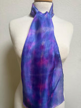 Load image into Gallery viewer, Hand Dyed Silk Small Neck Scarf in Purple Marine Blue by Designer Silk Artist