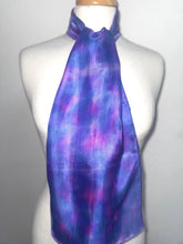 Load image into Gallery viewer, Hand Dyed Silk Small Neck Scarf in Purple Marine Blue by Designer Silk Artist