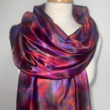 Load image into Gallery viewer, Hand Dyed Long Silk Scarf in Green Red and Blue