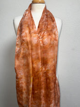 Load image into Gallery viewer, Hand Dyed Long Silk Scarf in Shades of Blue Charcoal Light Blue