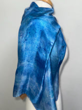 Load image into Gallery viewer, Hand Dyed Silk Neck Scarf in Blue Azure Light Navy by Designer Silk Artist