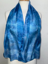 Load image into Gallery viewer, Hand Dyed Silk Neck Scarf in Blue Azure Light Navy by Designer Silk Artist