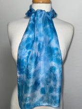 Load image into Gallery viewer, Hand Dyed Silk Neck Scarf in Blue Purple Navy White by Designer Silk Artist
