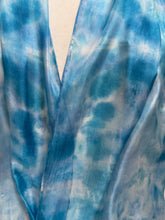 Load image into Gallery viewer, Hand Dyed Silk Neck Scarf in Blue Purple Navy White by Designer Silk Artist