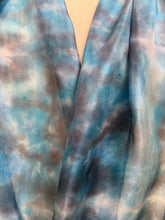 Load image into Gallery viewer, Hand Dyed Silk Neck Scarf in Purple Blue Pink by Designer Silk Artist