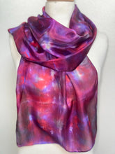 Load image into Gallery viewer, Hand Dyed Silk Neck Scarf in Purple Cerise Cobalt Navy by Designer Silk Artist