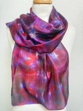 Load image into Gallery viewer, Hand Dyed Silk Neck Scarf in Purple Cerise Cobalt Navy by Designer Silk Artist