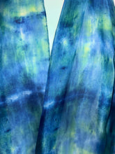 Load image into Gallery viewer, Hand Dyed Long Silk Scarf in Green Lime and Lemon