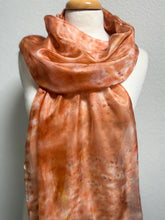 Load image into Gallery viewer, Hand Dyed Long Silk Scarf in Shades of Blue Charcoal Light Blue
