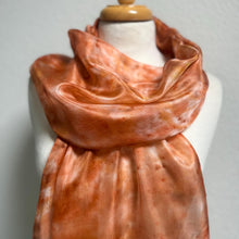 Load image into Gallery viewer, Hand Dyed Long Silk Scarf in Shades of Blue Charcoal Light Blue