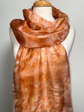 Load image into Gallery viewer, Hand Dyed Long Silk Scarf in Shades of Blue Charcoal Light Blue