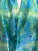 Load image into Gallery viewer, Hand Dyed Silk Neck Scarf in Blue Green Purple Navy by Designer Silk Artist