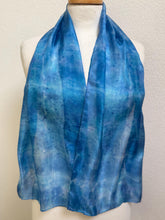 Load image into Gallery viewer, Hand Dyed Silk Neck Scarf in Blue Azure Light Navy by Designer Silk Artist