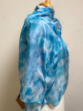 Load image into Gallery viewer, Hand Dyed Silk Neck Scarf in Blue Purple Navy White by Designer Silk Artist