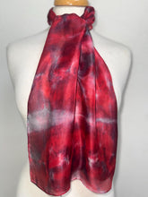 Load image into Gallery viewer, Hand Dyed Silk Neck Scarf in Dark Cherry Burgundy Red by Designer Silk Artist