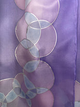 Load image into Gallery viewer, Bubbles Design Silk Long Scarf in Lilac : Hand Painted by Designer Silk Artist