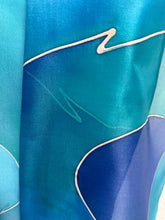 Load image into Gallery viewer, Abstract Design Silk Long Scarf in Shades of Blues : Hand Painted by Designer Silk Artist