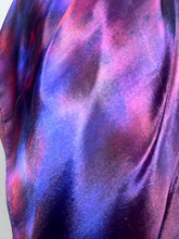 Load image into Gallery viewer, Hand Dyed Square Silk Scarf in Shades of Blue Burgundy Purple by Designer Silk Artist