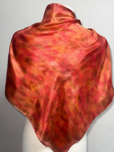Load image into Gallery viewer, Hand Dyed Square Silk Scarf in Autumn Shades by Designer Silk Artist