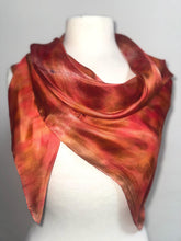 Load image into Gallery viewer, Hand Dyed Square Silk Scarf in Autumn Shades by Designer Silk Artist