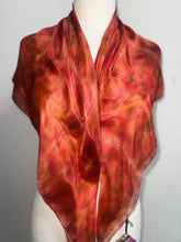 Load image into Gallery viewer, Hand Dyed Square Silk Scarf in Autumn Shades by Designer Silk Artist