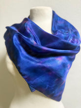 Load image into Gallery viewer, Hand Dyed Square Silk Scarf in Shades of Cobalt Blue Pink by Designer Silk Artist