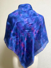 Load image into Gallery viewer, Hand Dyed Square Silk Scarf in Shades of Cobalt Blue Pink by Designer Silk Artist