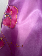 Load image into Gallery viewer, Sweet Peas Design X Long Silk Scarf : Hand Painted Silk in Clover Pink Red Navy