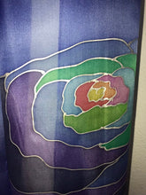 Load image into Gallery viewer, Popart Roses Design Silk Scarf in Blue Hand Painted Silk by Designer Silk
