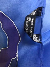 Load image into Gallery viewer, Popart Roses Design Silk Scarf in Blue Hand Painted Silk by Designer Silk