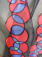 Load image into Gallery viewer, Bubbles Hand Painted Silk Neck Scarf in Red and Black
