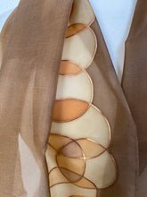 Load image into Gallery viewer, Bubbles Design Silk Long Scarf in Brown Hand Painted by Designer Silk 144 x 40 cm