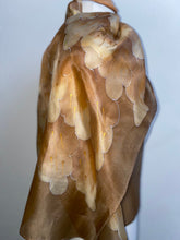 Load image into Gallery viewer, Leaves Design Long Scarf in Brown : Hand Painted Silk by Designer Silk