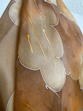 Load image into Gallery viewer, Leaves Design Long Scarf in Brown : Hand Painted Silk by Designer Silk