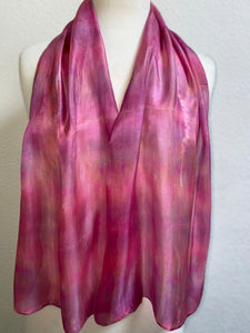 Hand Dyed Long Silk Scarf in Soft Pinks