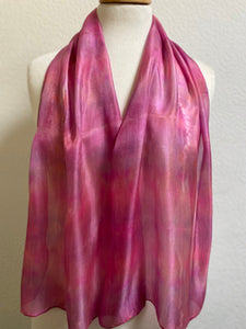Hand Dyed Long Silk Scarf in Soft Pinks