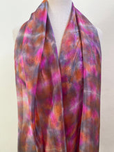 Load image into Gallery viewer, Hand Dyed Long Silk Scarf in Shades of Peach, Cerise &amp; Grey
