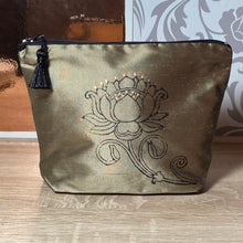 Load image into Gallery viewer, Lotus Flower Design Cosmetics Purse : Hand Printed Silk