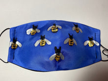 Load image into Gallery viewer, Bees Design Hand Painted Silk Face Covering/Mask
