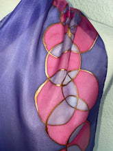 Load image into Gallery viewer, Bubbles Design Silk Neck Scarf in Purple & Pink : Hand Painted Silk
