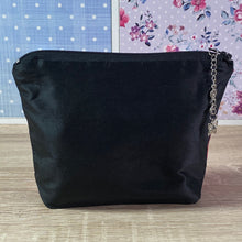 Load image into Gallery viewer, Doggie Paw Prints Cosmetics Purse in Red and Black : Hand Painted Silk