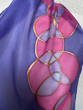 Load image into Gallery viewer, Bubbles Design Silk Neck Scarf in Purple & Pink : Hand Painted Silk
