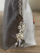 Load image into Gallery viewer, Butterfly Design Cosmetics Purse in Light Grey and Orange : Hand Painted Silk
