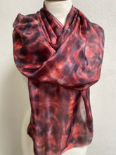 Load image into Gallery viewer, Hand Dyed Long Silk Scarf in Hot Coral & Grey