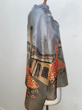 Load image into Gallery viewer, Potteries Poppies Design X Long Silk Scarf : Hand Painted Silk