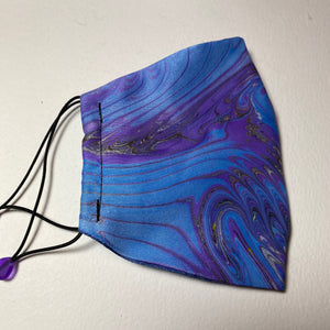 Marbled Silk Face Covering/Mask in Blue and purple