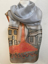 Load image into Gallery viewer, Potteries Poppies Design X Long Silk Scarf : Hand Painted Silk